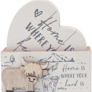 Highland Cow (Heart) Coasters