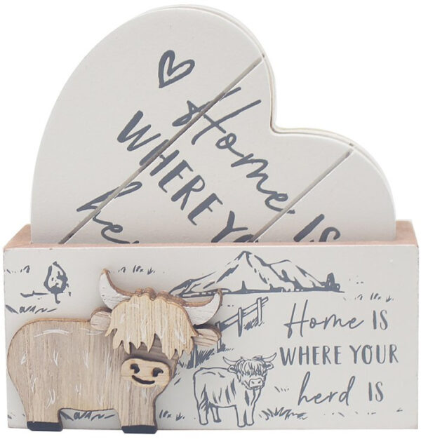 Highland Cow (Heart) Coasters