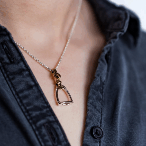 Hiho Sterling Silver & Two Tone Stirrup Pendant - Image 2