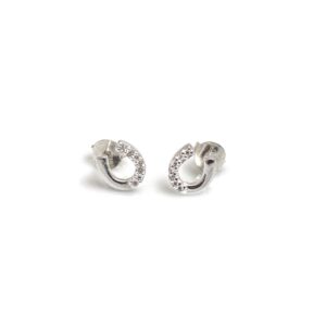 Hiho Exclusive CZ and Sterling Silver Horseshoe Stud Earrings