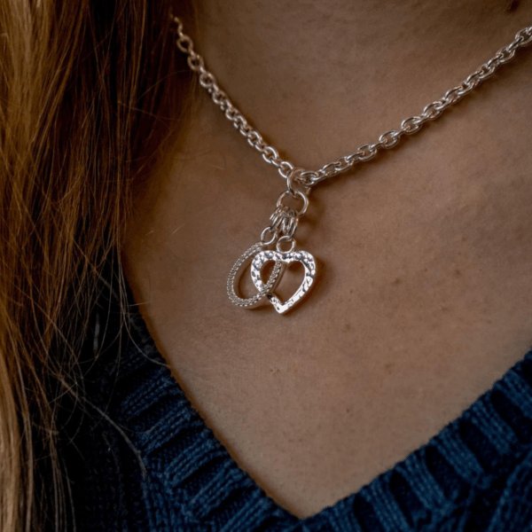 Hiho Exclusive Sterling Silver Heart & Horseshoe Cluster Necklace - Image 2
