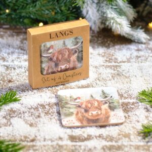Highland Cow & Robin Coaster