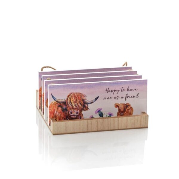 Highland Cow with Thistle Wooden Plaques - Image 3