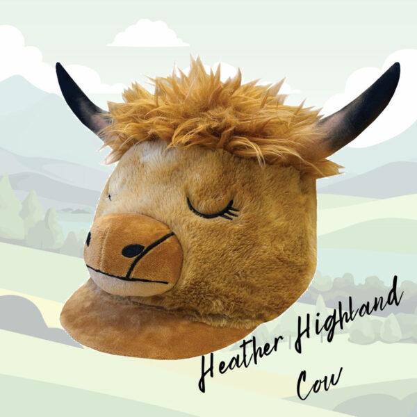 Equetech Childs Heather Highland Cow Hat Silk - Image 3